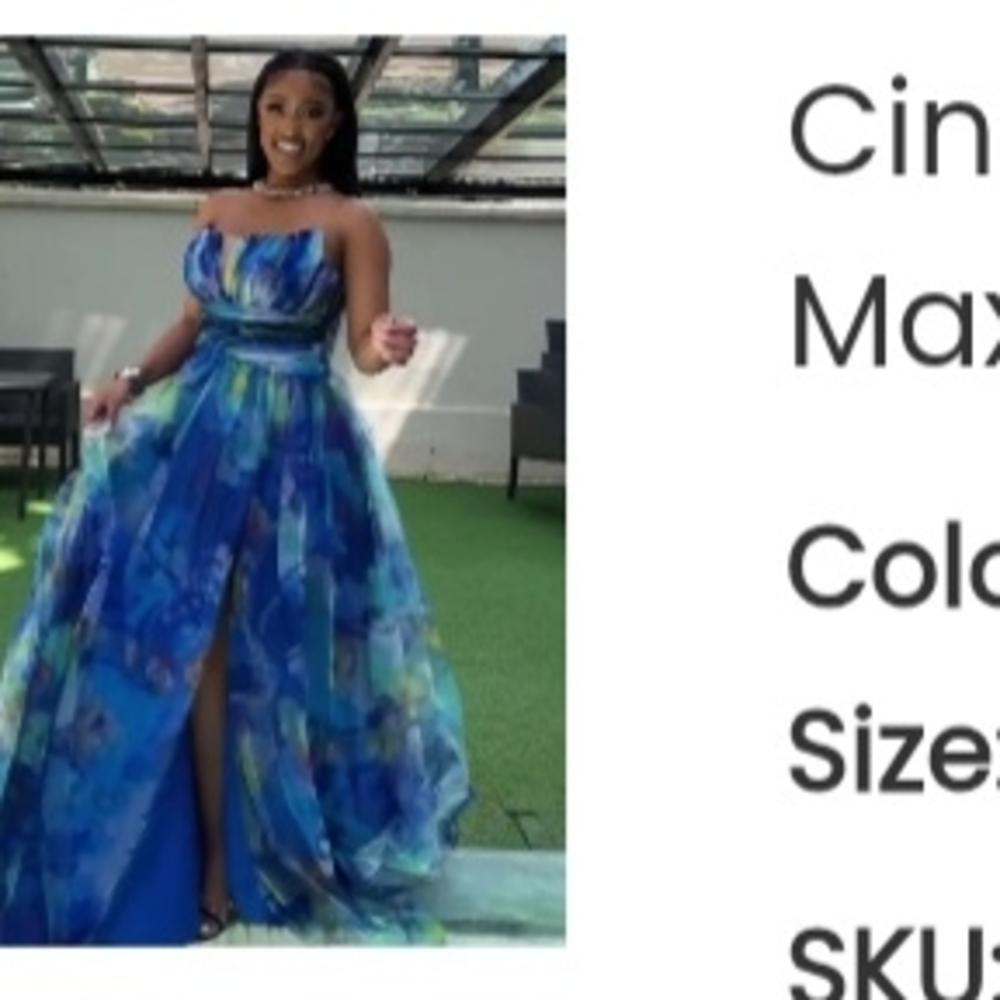 NEW! Elegant Blue Floral Maxi Dress